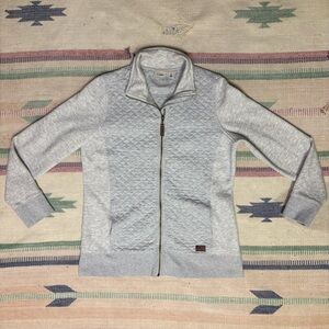 LL Bean Women's Medium Tall Grey Quilted Full-Zip Sweatshirt Hoodie Jacket Coat